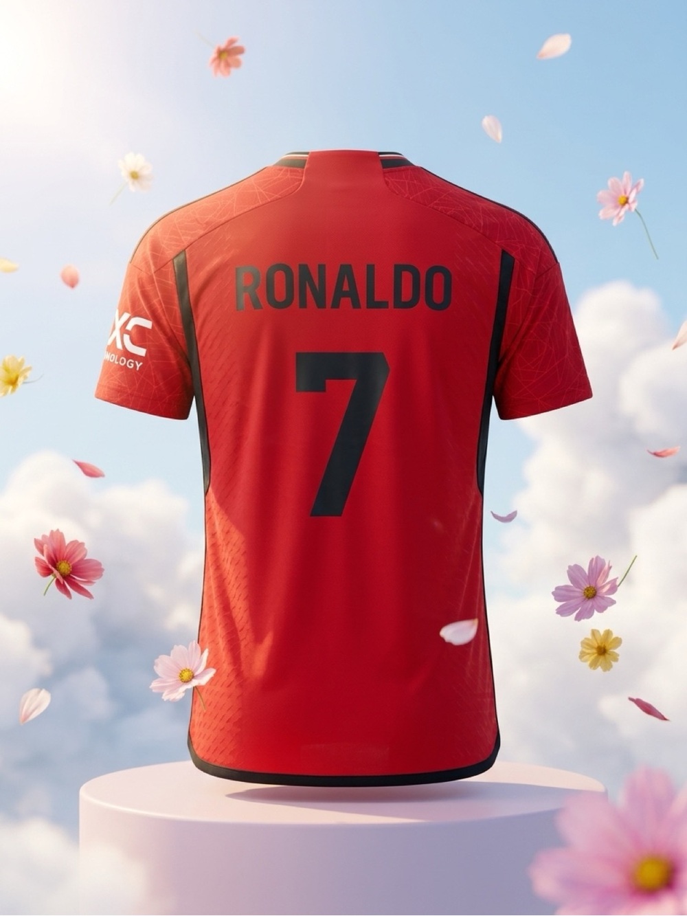 adidas Red kids Football Jersey with Black Ronaldo 7 Print